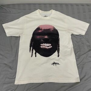 White T-Shirt with Graphic Face Design